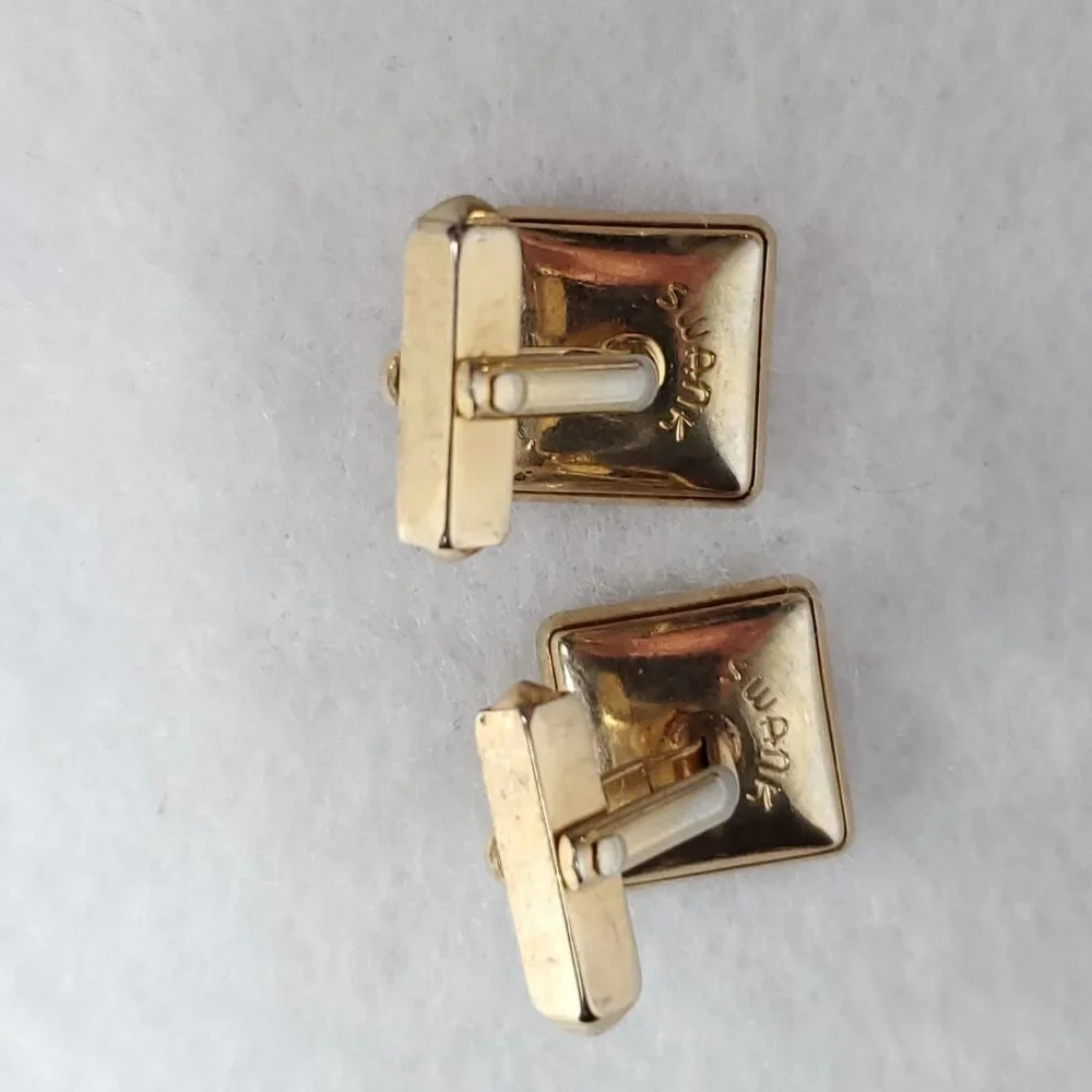 Vintage Cufflinks Gold Tone Square Rectangle Swank Hickok Unbranded Lot Of 5 Pr
